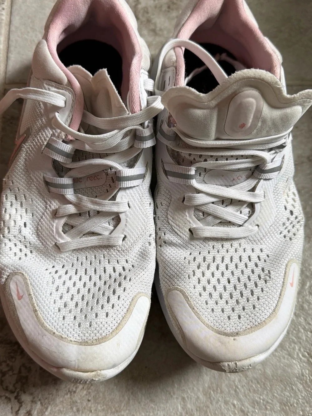 Nike Women's White and Pink Running Sneakers